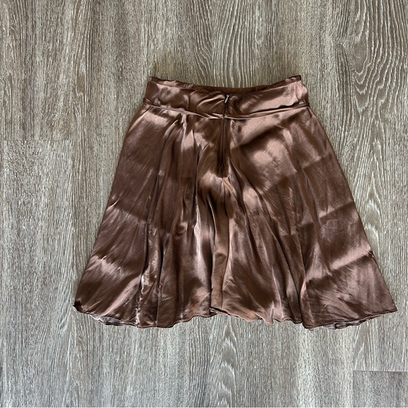 EUC Tara Jarmon Paris VINTAGE Chocolate Brown Flowy Silk Wrap Tie Skirt Small - Picture 2 of 5